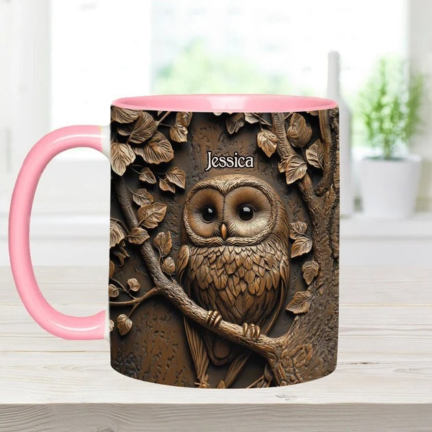 Stunning Owl - Personalized Owl Accent Mug-Myprintsy
