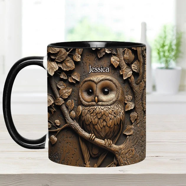Stunning Owl - Personalized Owl Accent Mug-Myprintsy