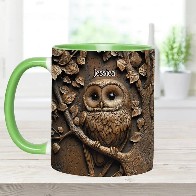 Stunning Owl - Personalized Owl Accent Mug-Myprintsy