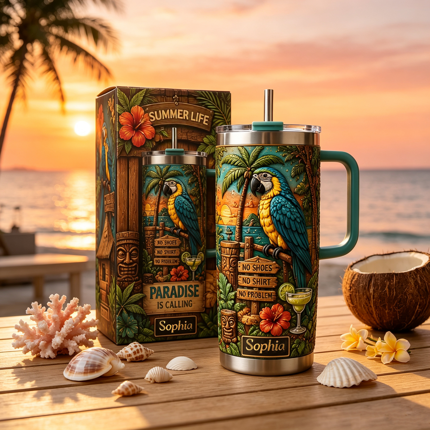 Summer Life - ersonalized Stainless Steel Travel Tumbler-Myprintsy