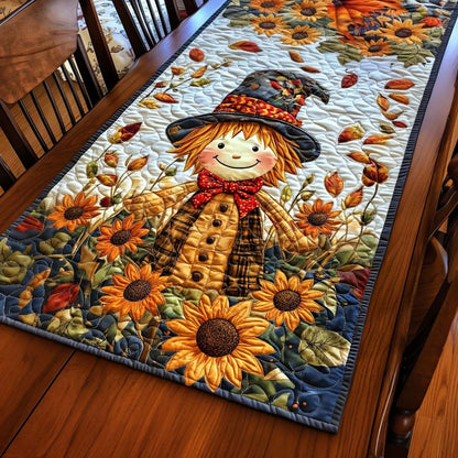 Sunflower Scarecrow Charm Quilted Table Runner VTQ-Myprintsy