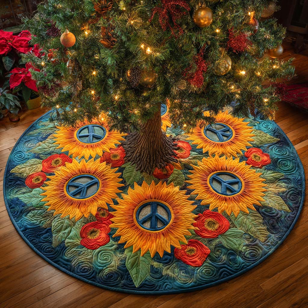 Sunflower Spirit Quilted Tree Skirt-Myprintsy