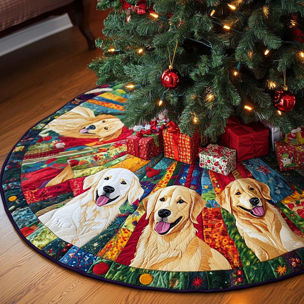 Sunny Fur Christmas Quilted Tree Skirt-Myprintsy
