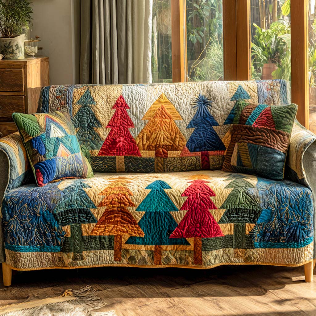 Sunset Tree Patchwork Quilted Sofa Cover VTQ-Myprintsy