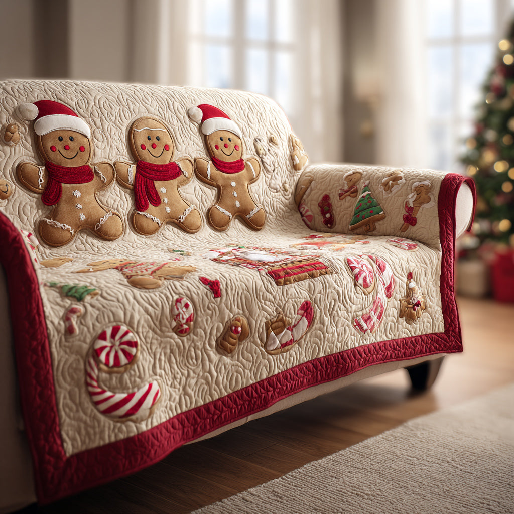 Sweet Gingerbread Man Quilted Sofa Cover VTQ-Myprintsy