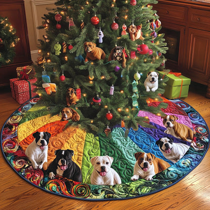 Sweet Pitbull Guardians Quilted Christmas Tree Skirt-Myprintsy