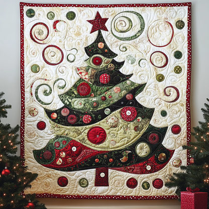 Swirling Holiday Tree Quilted Blanket VTQ-Myprintsy