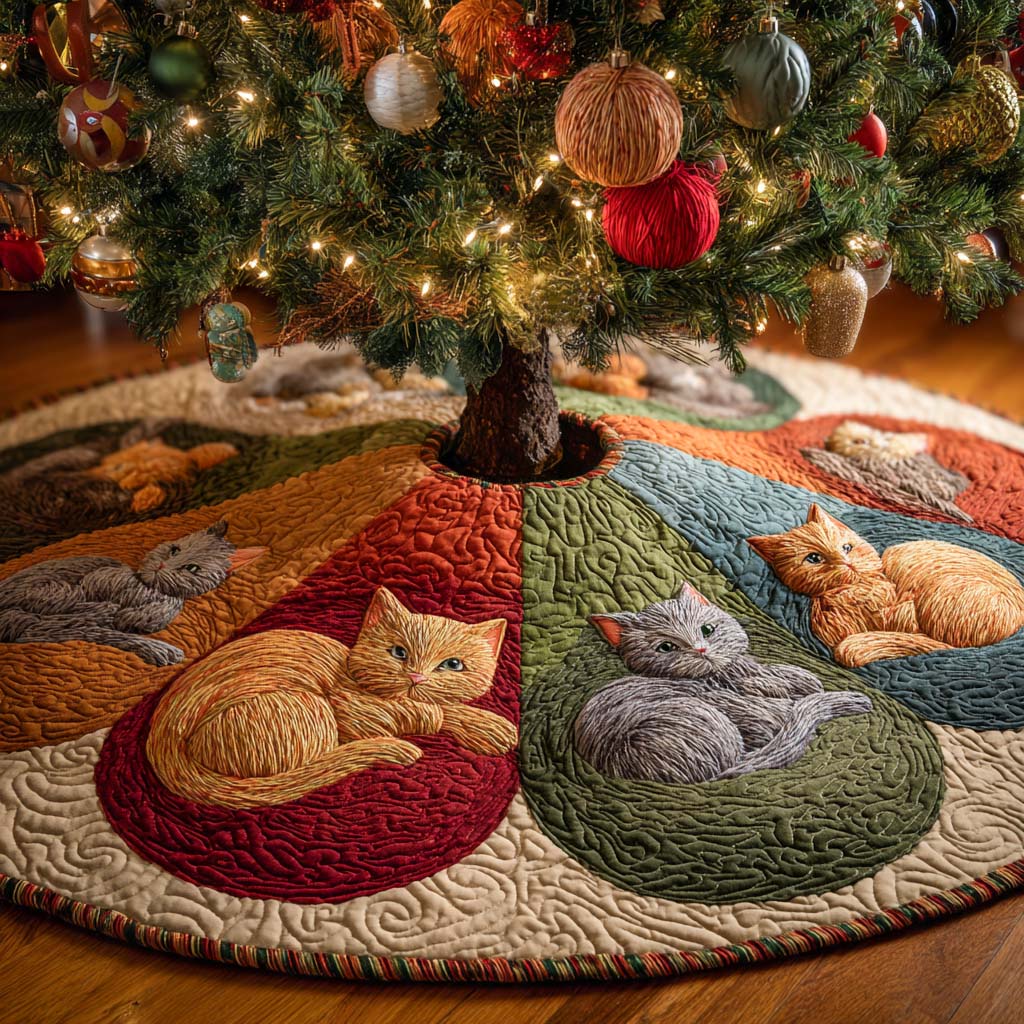 Tabby Dreams Quilted Tree Skirt-Myprintsy