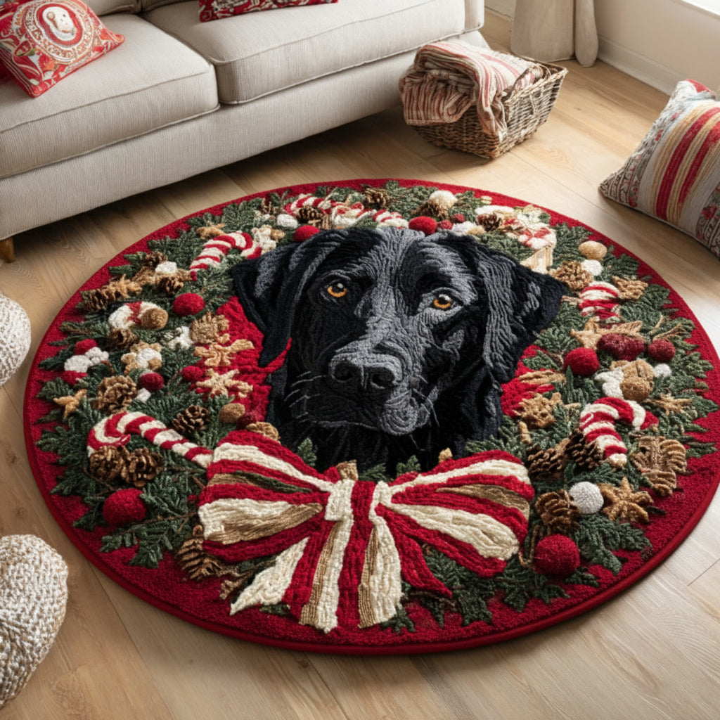 Tartan Black Lab Round Carpet VTQ-Myprintsy