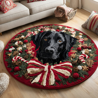 Tartan Black Lab Round Carpet VTQ-Myprintsy