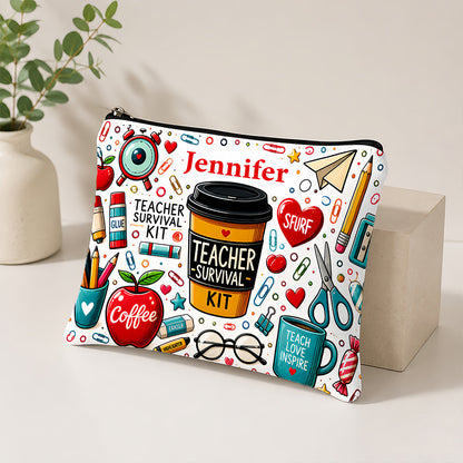 Teacher Survival Kit - Personalized Cosmetic Bag, Back to School Gift-Myprintsy