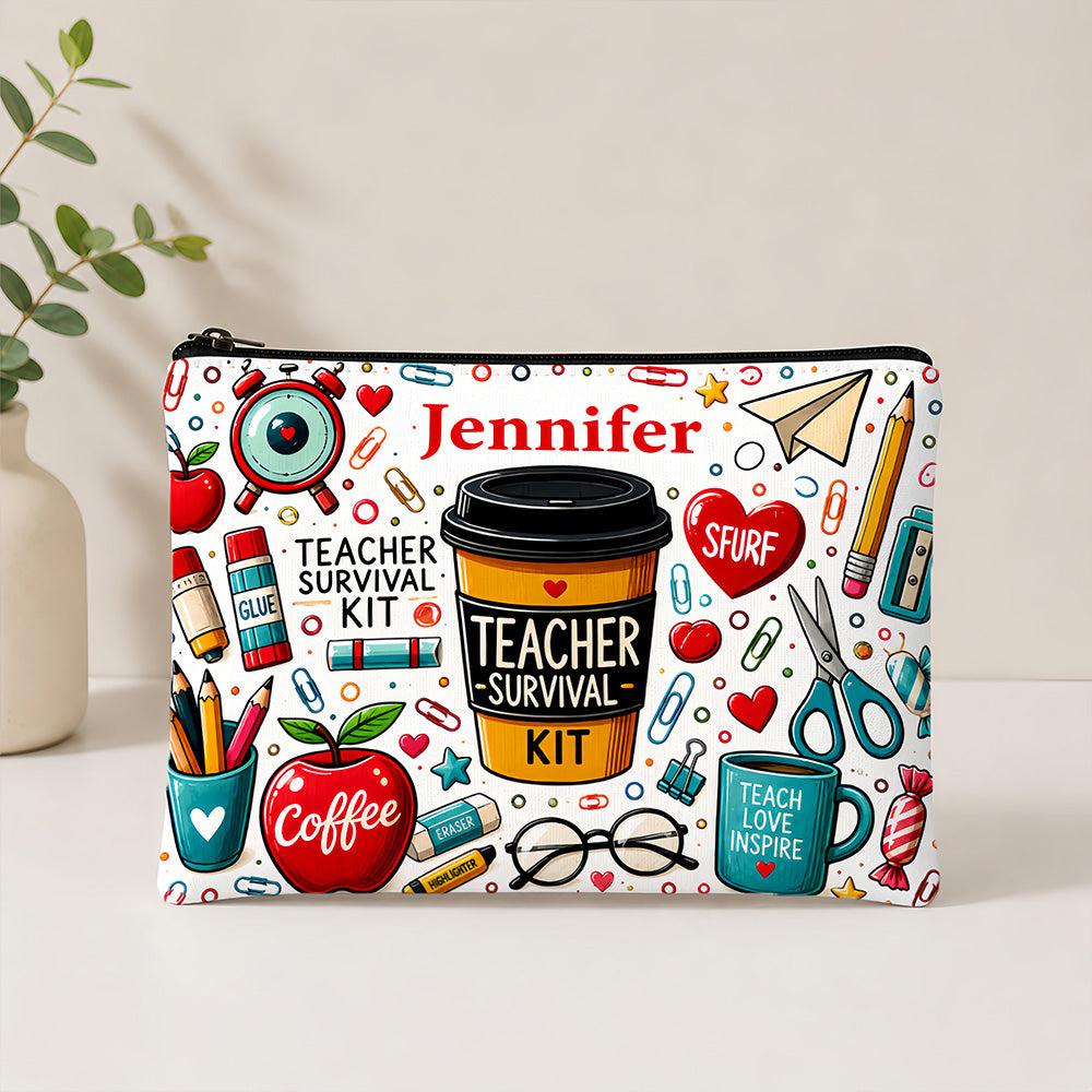 Teacher Survival Kit - Personalized Cosmetic Bag, Back to School Gift-Myprintsy