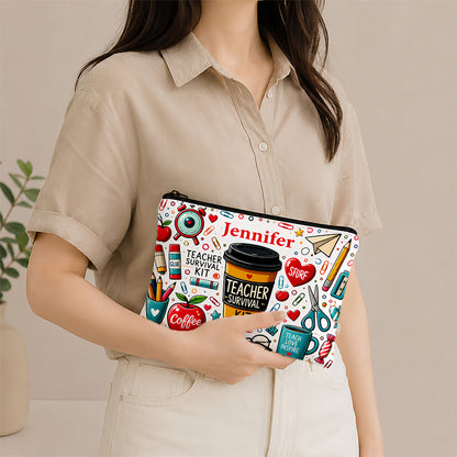 Teacher Survival Kit - Personalized Cosmetic Bag, Back to School Gift-Myprintsy