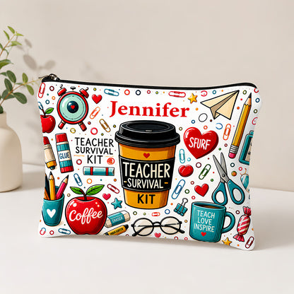 Teacher Survival Kit - Personalized Cosmetic Bag, Back to School Gift-Myprintsy