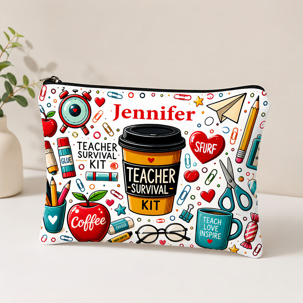 Teacher Survival Kit - Personalized Cosmetic Bag-Myprintsy