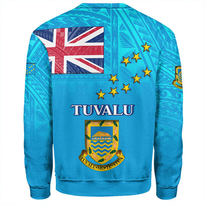Tuvalu Sweatshirt Flag Color With Traditional Patterns