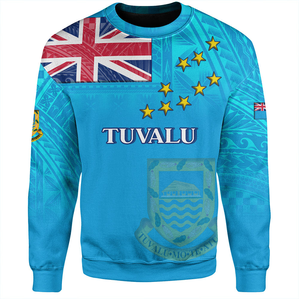 Tuvalu Sweatshirt Flag Color With Traditional Patterns