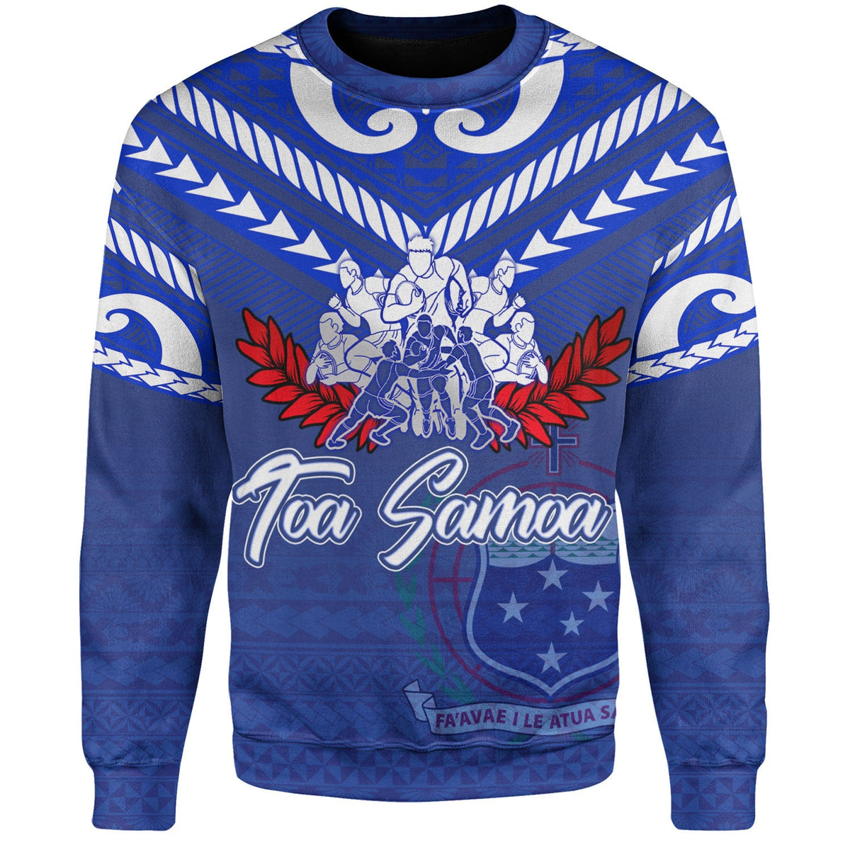 Samoa Custom Personalised Sweatshirt Toa Samoa Tribal Pattern