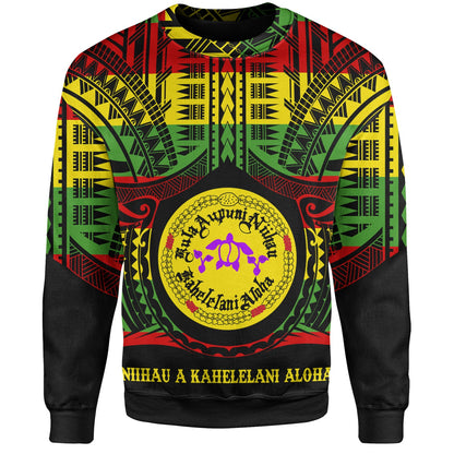 Hawaii Sweatshirt Kula Aupuni Niihau A Kahelelani Aloha Reggae Color Polynesian