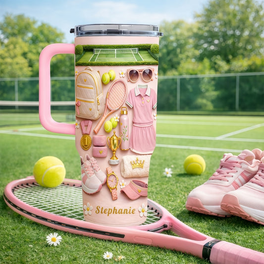 Tennis Gifts For Tennis Lovers - Personalized 40oz Tennis Tumbler With Straw-Myprintsy