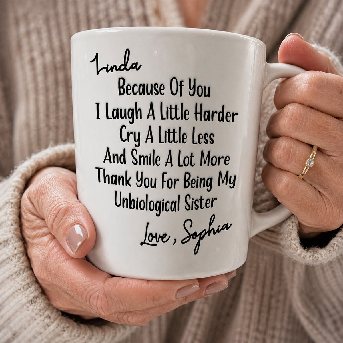 Thank You For Being My Unbiological Sister - Personalized Coffee Mug-Myprintsy