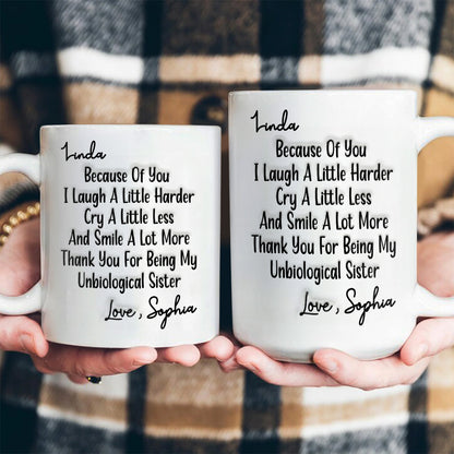 Thank You For Being My Unbiological Sister - Personalized Coffee Mug-Myprintsy