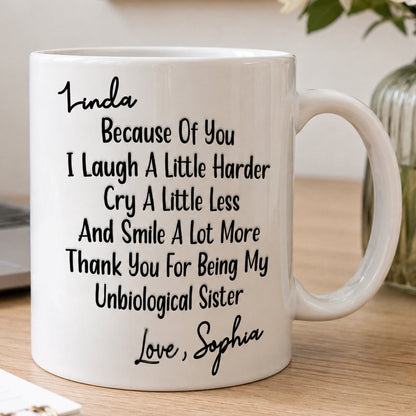 Thank You For Being My Unbiological Sister - Personalized Coffee Mug-Myprintsy