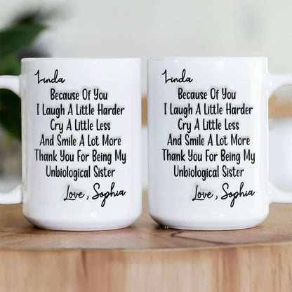 Thank You For Being My Unbiological Sister - Personalized Coffee Mug-Myprintsy