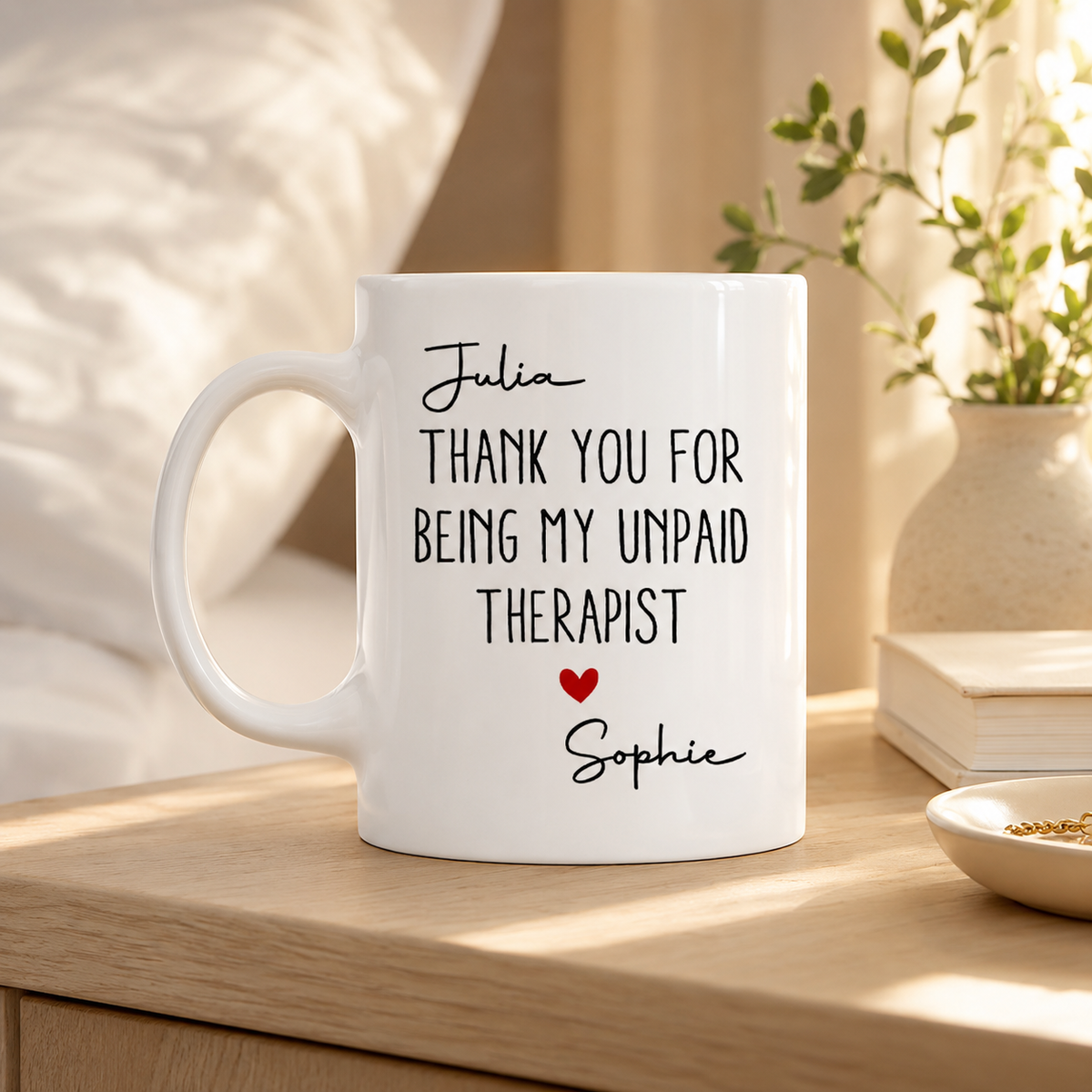 Thank You For Being My Unpaid Therapist - Personalized Ceramic Mug - Gift For Coworkers Friends Sisters-Myprintsy