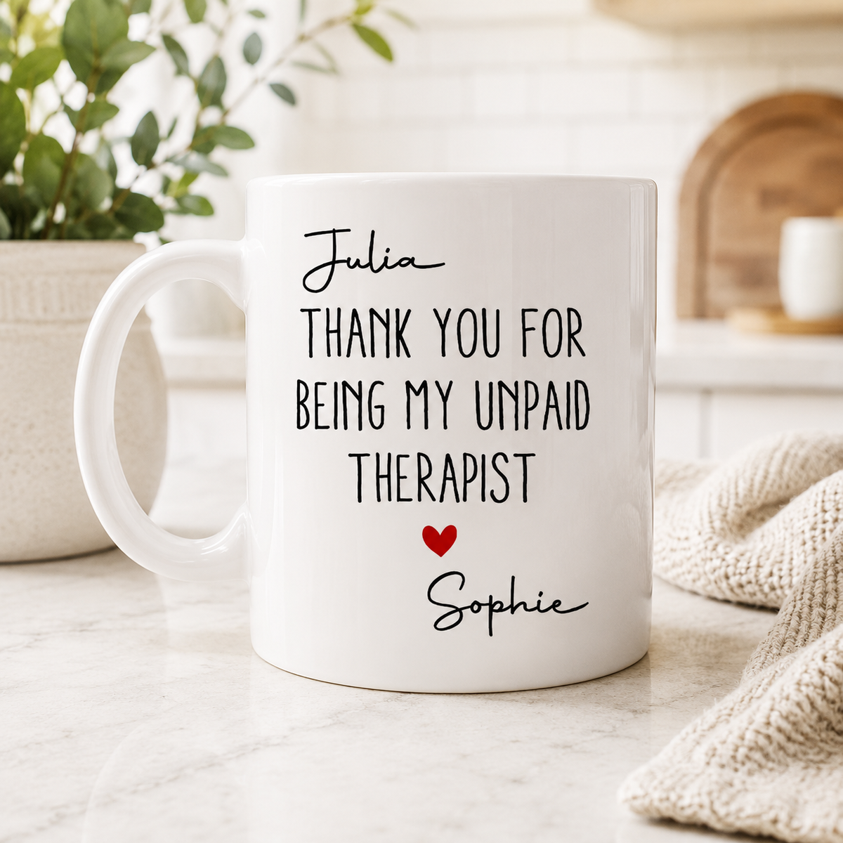 Thank You For Being My Unpaid Therapist - Personalized Ceramic Mug - Gift For Coworkers Friends Sisters-Myprintsy