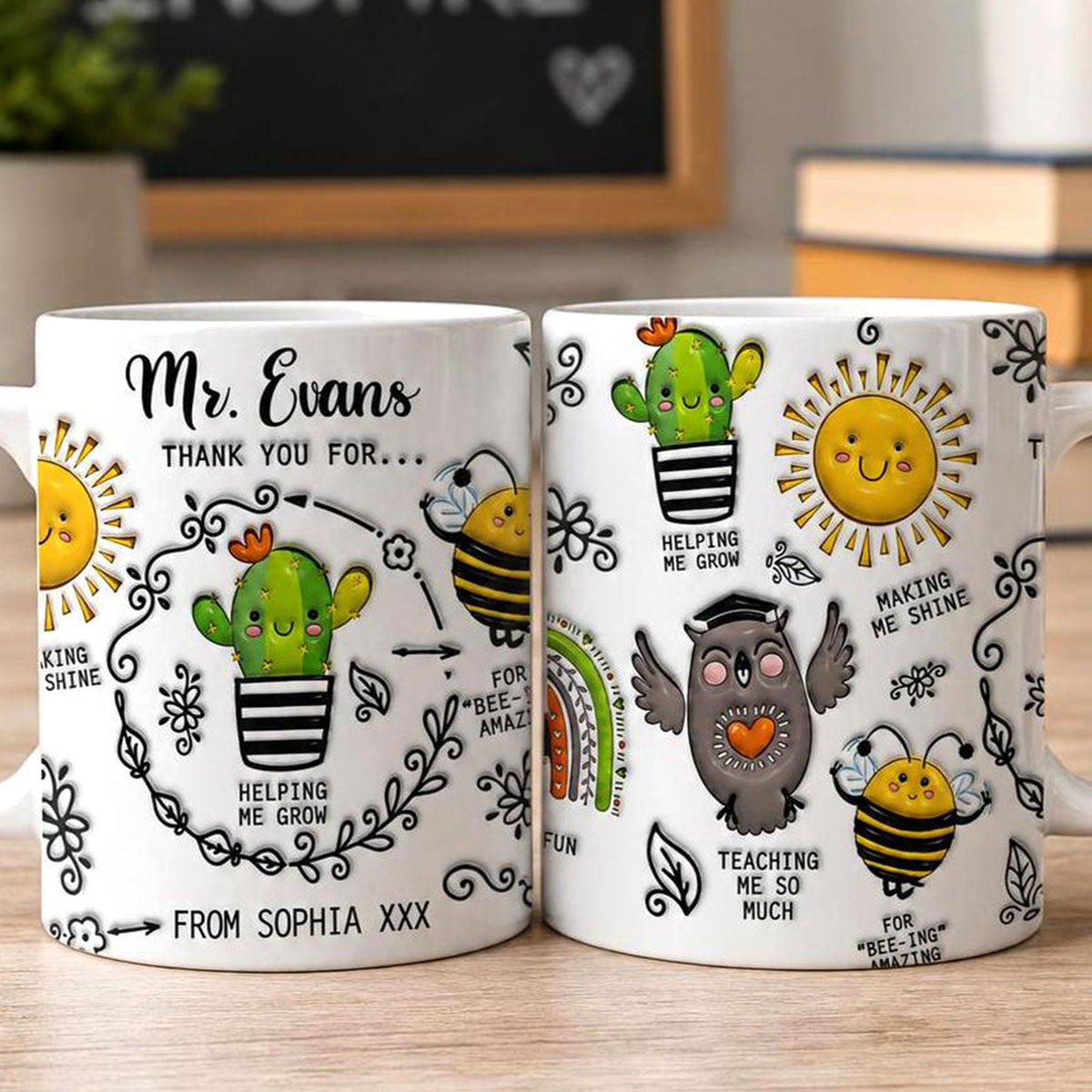 Thank You For Helping Me Grow Teaching Me So Much - Custom Teacher Mug - Special Gift For Teacher-Myprintsy