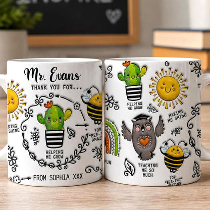 Thank You My Teacher - Personalized Ceramic Coffee Mug-Myprintsy
