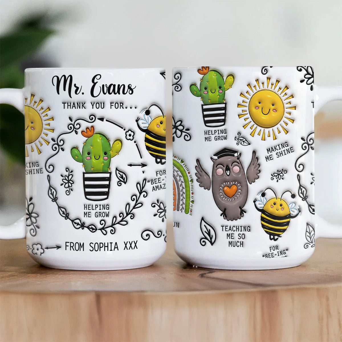 Thank You My Teacher - Personalized Ceramic Coffee Mug-Myprintsy