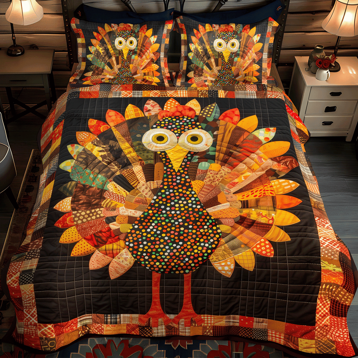 Thankful Turkey -Piece Quilted Bedding Set VTQ-Myprintsy