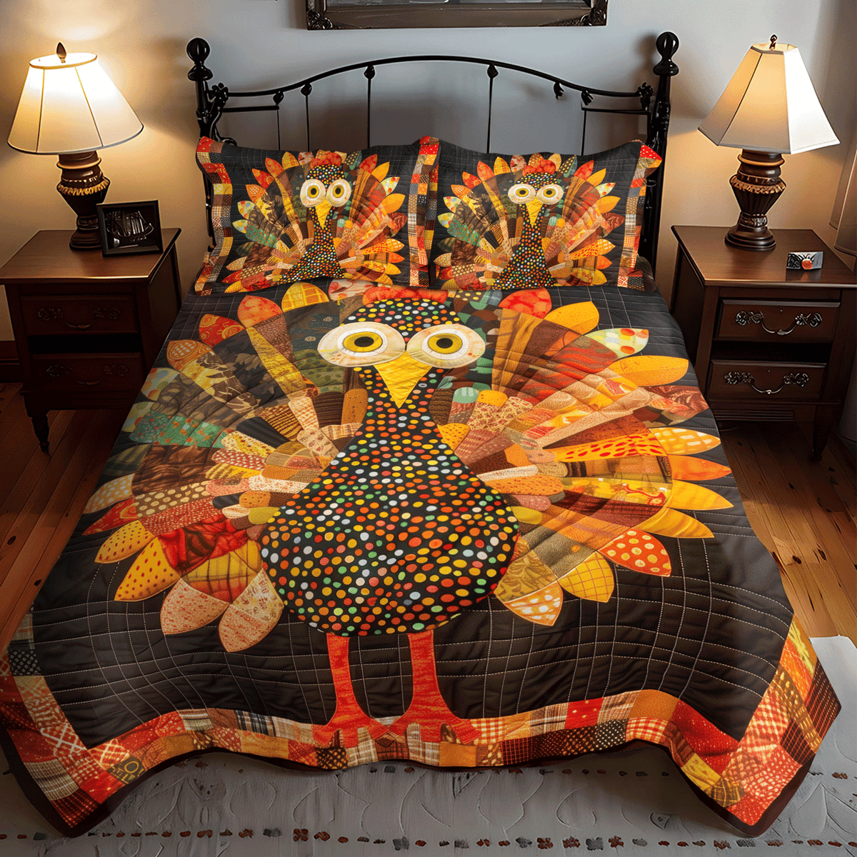 Thankful Turkey -Piece Quilted Bedding Set VTQ-Myprintsy