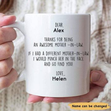Thanks For Being An Awesome Mother In Law Mothers Day Mug - Personalized Ceramic Mug - Gift For Mother In Law-Myprintsy