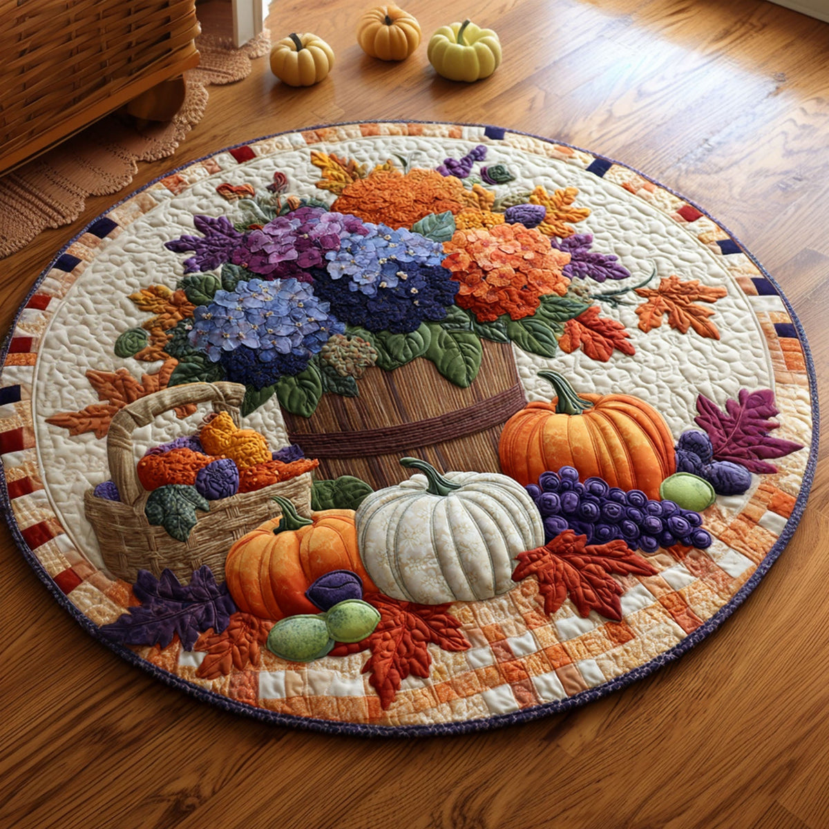 Thanksgiving Cornucopia Quilted Round Mat VTQ-Myprintsy
