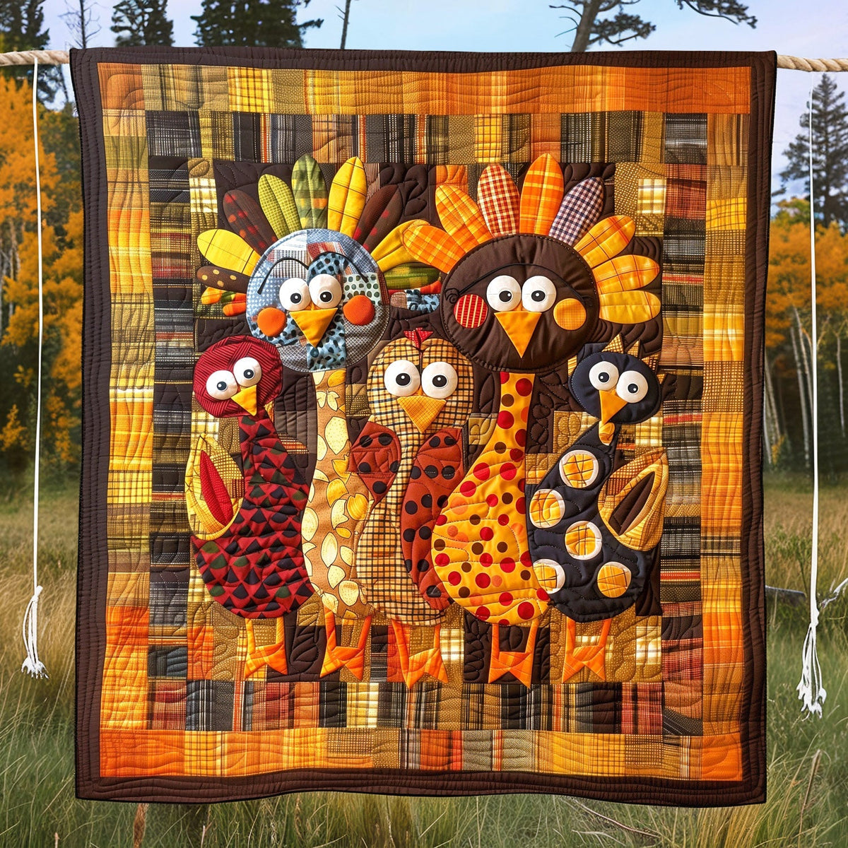 Thanksgiving Family Quilted Blanket VTQ-Myprintsy