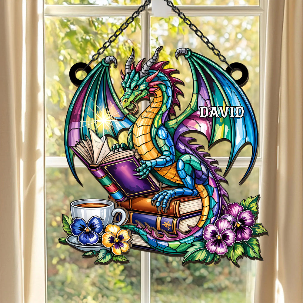 The Book Dragon - Window Hanging Suncatcher-Myprintsy