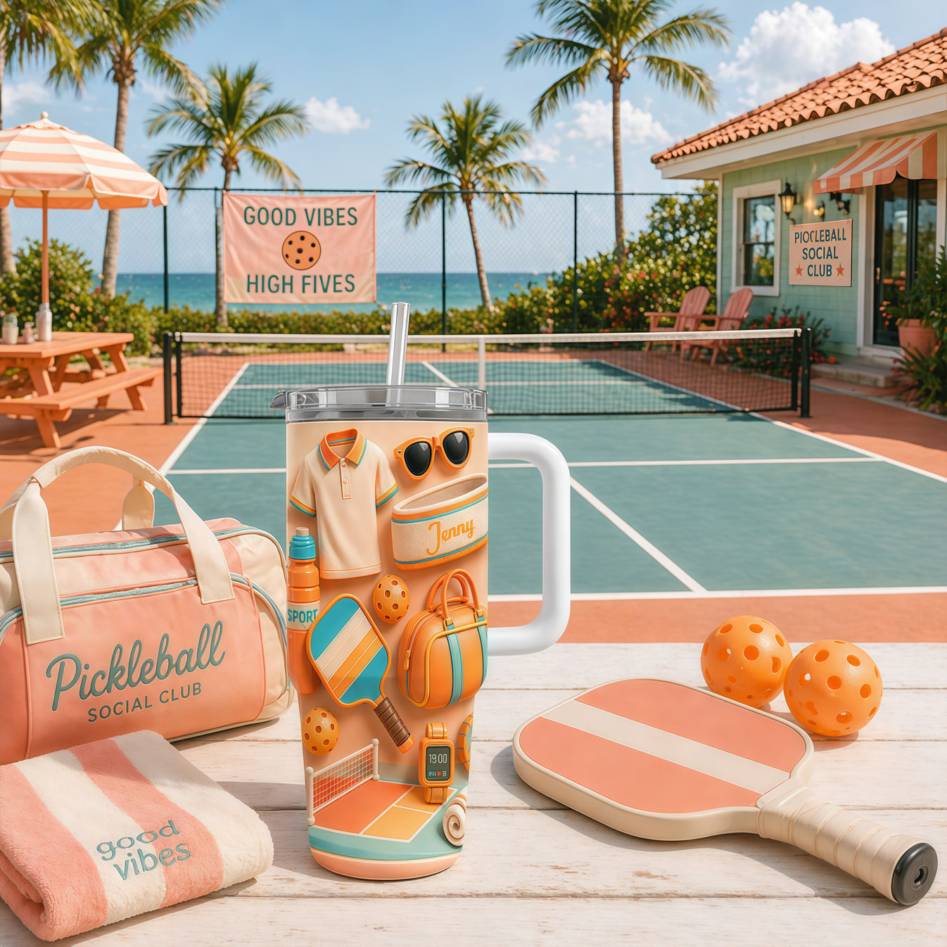 The Country Club Classic - Personalized 40oz Pickleball Tumbler With Straw - Pickleball Gifts for Her-Myprintsy
