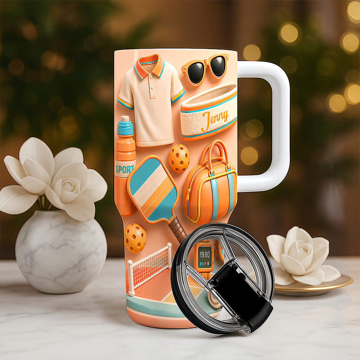 The Country Club Classic - Personalized 40oz Pickleball Tumbler With Straw - Pickleball Gifts for Her-Myprintsy