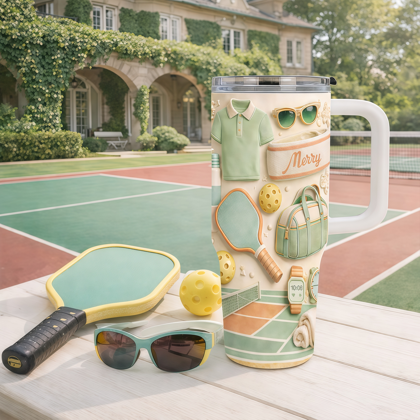 The Country Club Classic - Personalized 40oz Pickleball Tumbler With Straw - Pickleball Gifts for Her-Myprintsy