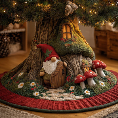 The Cozy Gnome Den Christmas Quilted Tree Skirt VTQ-Myprintsy
