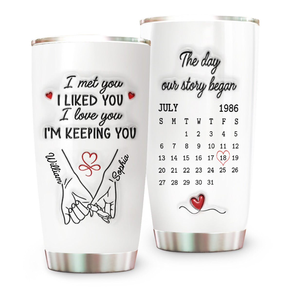 The Day Our Story Began I Met You I Love You I'm Keeping You Tumbler Cup - Personalized Tumbler Cup-Myprintsy
