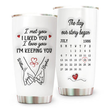 The Day Our Story Began I Met You I Love You I'm Keeping You Tumbler Cup - Personalized Tumbler Cup-Myprintsy