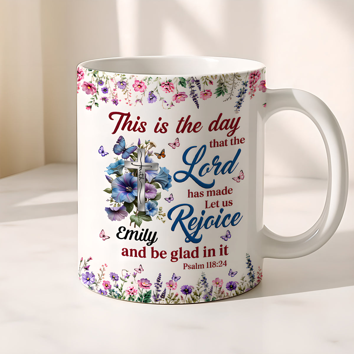 The Day The Lord Has Made, Personalized Ceramic Coffee Mug-Myprintsy