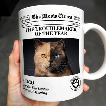 The Dog Times, The Meow Times, Troublemaker Of The Year Mug - Personalized Coffee Mug-Myprintsy
