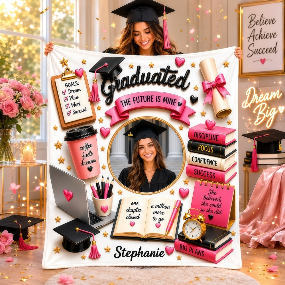 The Future Is Mine - Personalized Graduation Blankets With Photo, Graduation Gifts For Her-Myprintsy