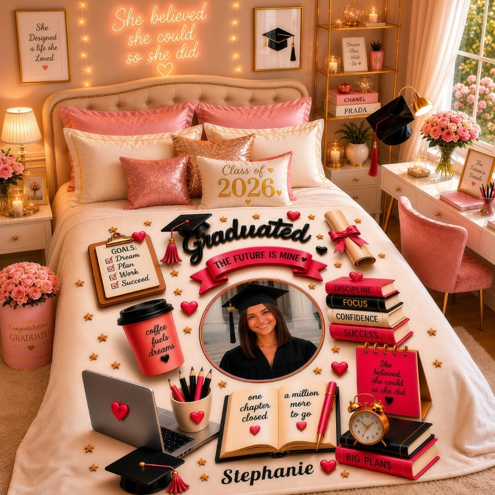 The Future Is Mine - Personalized Graduation Blankets With Photo, Graduation Gifts For Her-Myprintsy