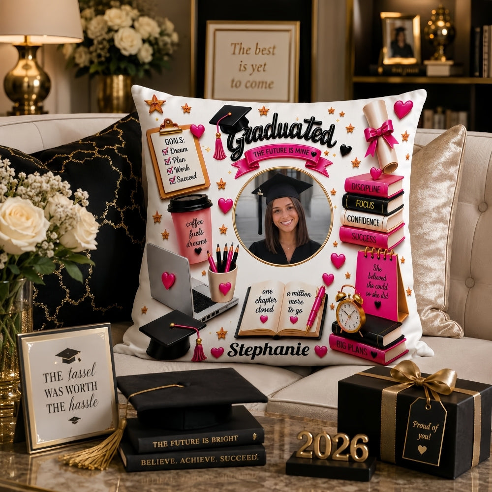 The Future Is Mine - Personalized Graduation Pillow With Photo, Graduation Gifts For Her-Myprintsy